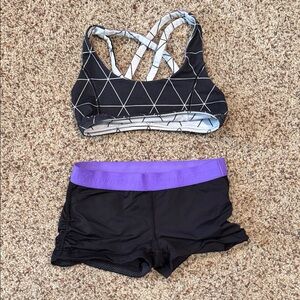 Black and Purple Geometric Women's Swim Set